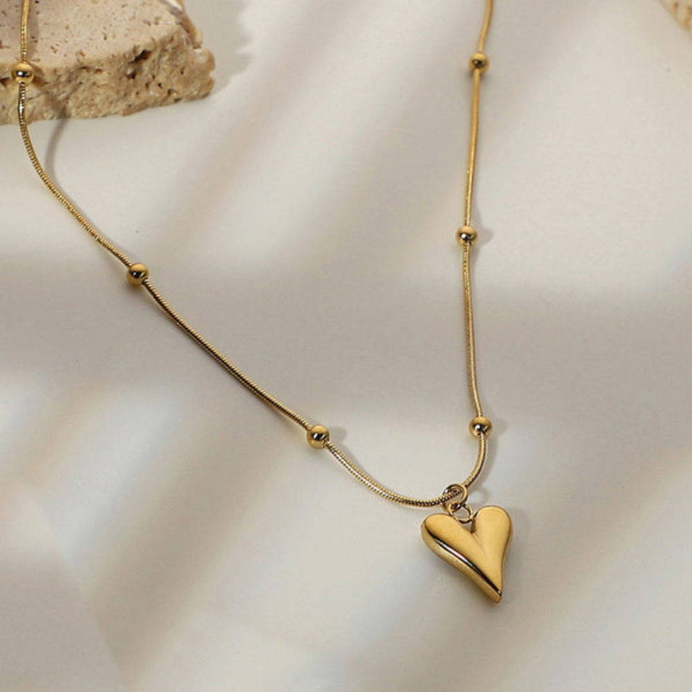 MOSKAI Gold Plated Heart Pendant | Anti Tarnish Stainless Steel Jewelry