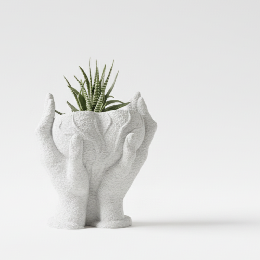 Heart in Hands 3D Printed Planter | Flower Vase | Eco-Friendly Moskai Love Collection