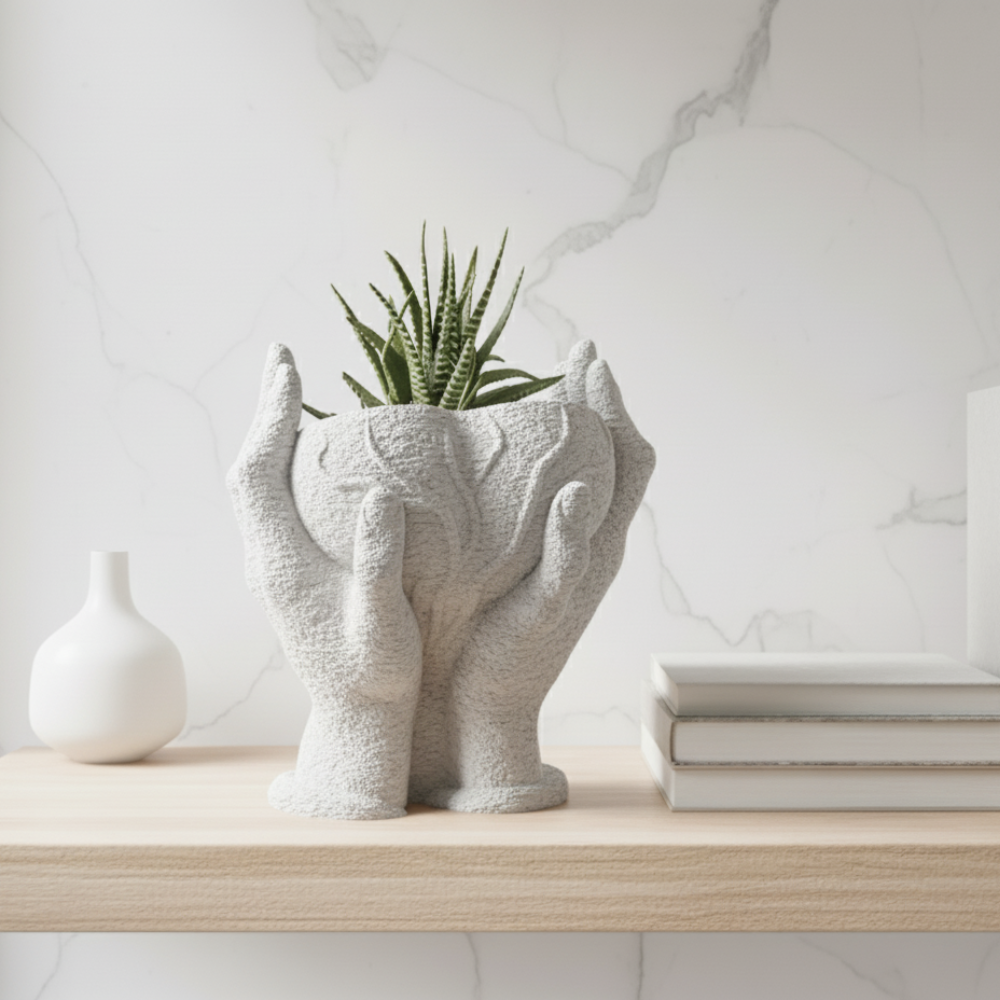 Heart in Hands 3D Printed Planter | Flower Vase | Eco-Friendly Moskai Love Collection