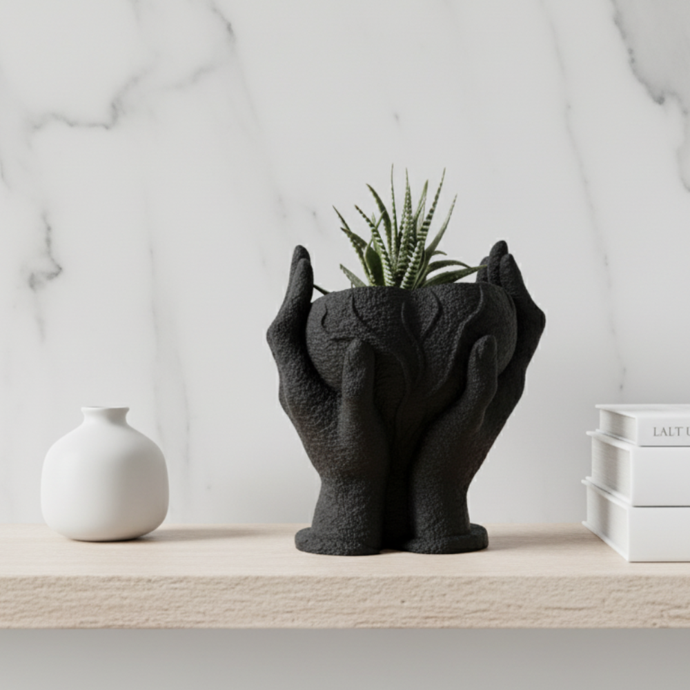 Heart in Hands 3D Printed Planter | Flower Vase | Eco-Friendly Moskai Love Collection