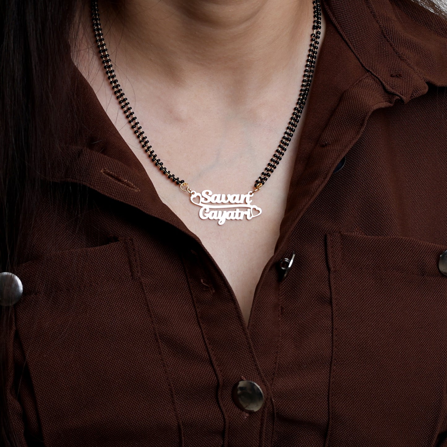Personalized Name Mangalsutra for Wife With Gold Finish
