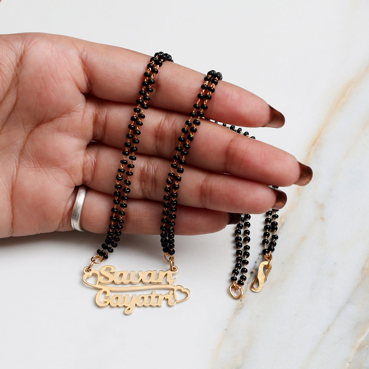 Personalized Name Mangalsutra for Wife With Gold Finish