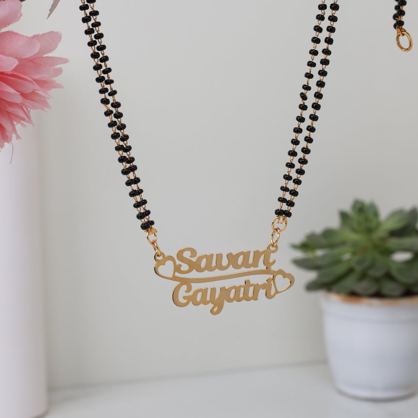 Personalized Name Mangalsutra for Wife With Gold Finish