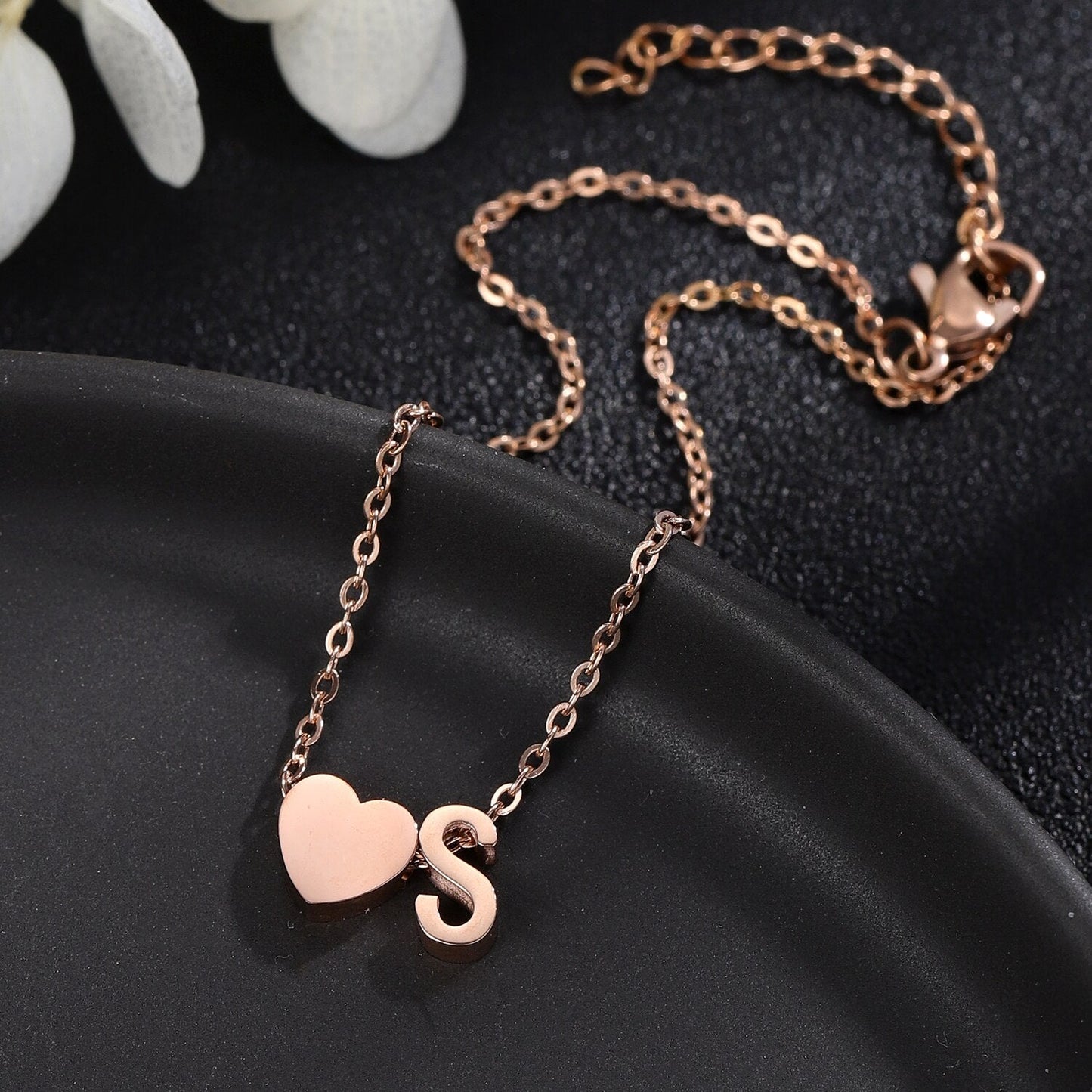 Moskai Personalised Initial Anklet with Heart