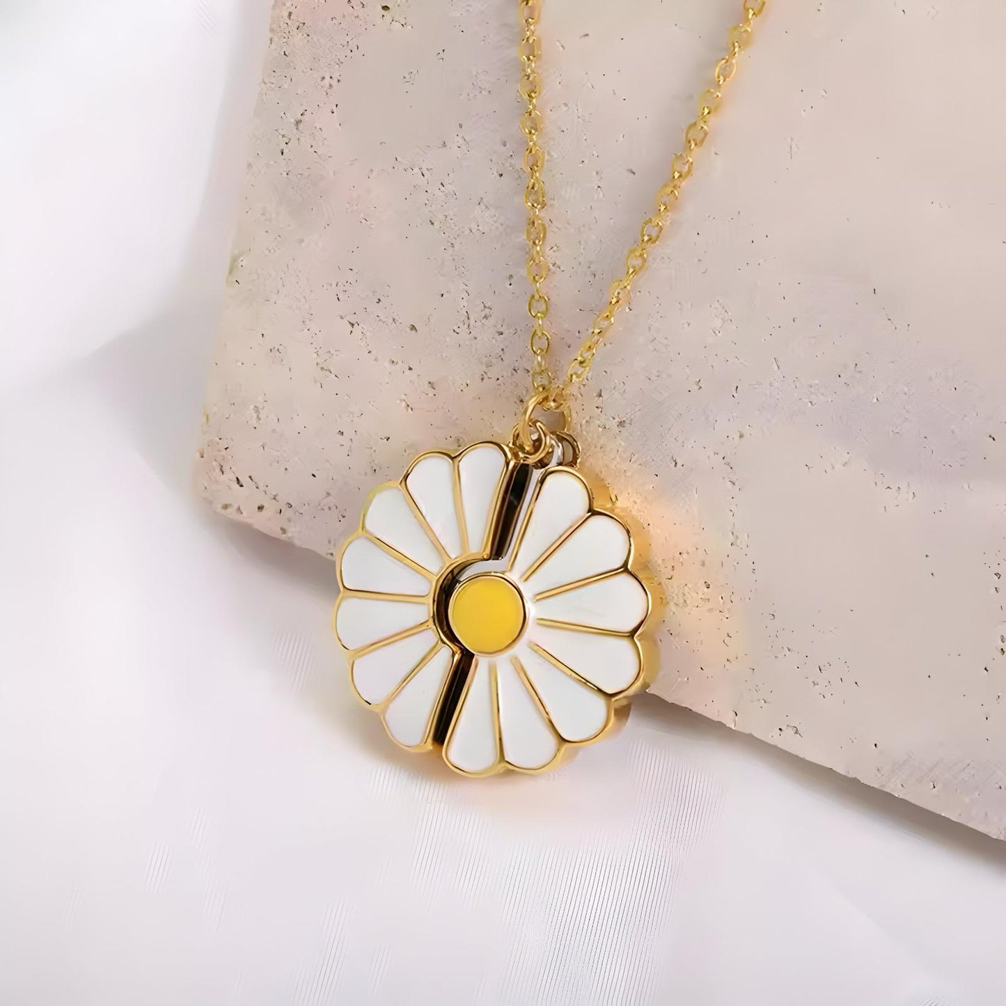 Personalized Hidden Secret Message Daisy Locket Necklace
