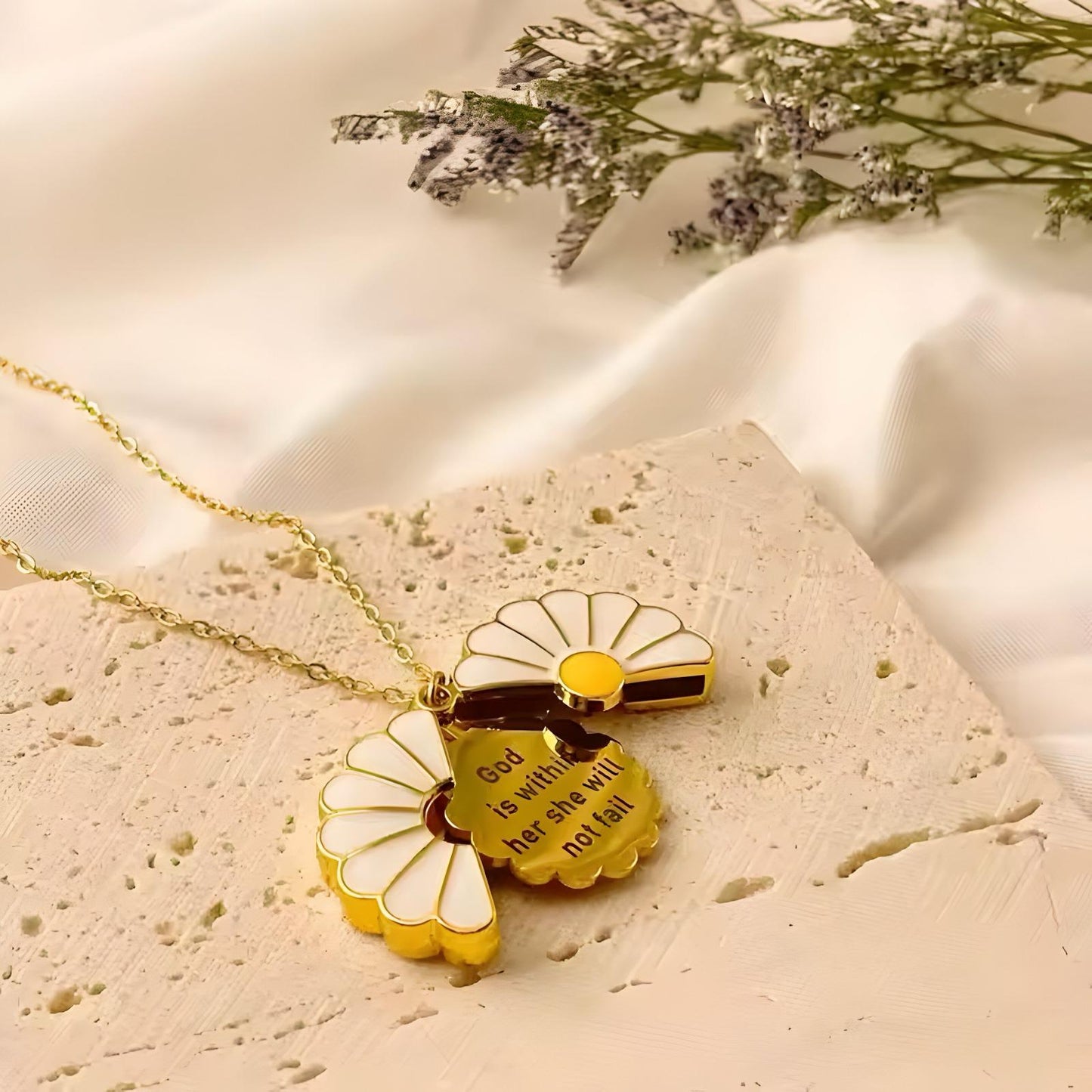 Personalized Hidden Secret Message Daisy Locket Necklace