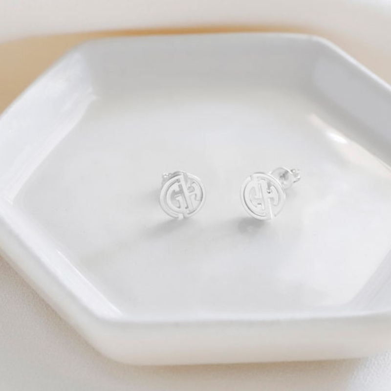 Personalised Monogram Stud Earrings | Custom Two-Letter Jewelry