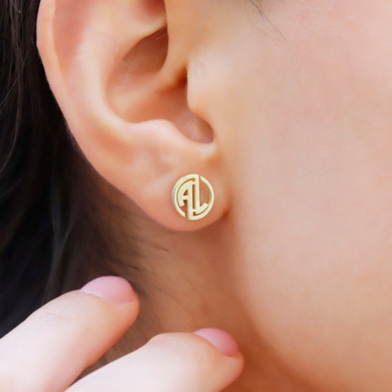 Personalised Monogram Stud Earrings | Custom Two-Letter Jewelry