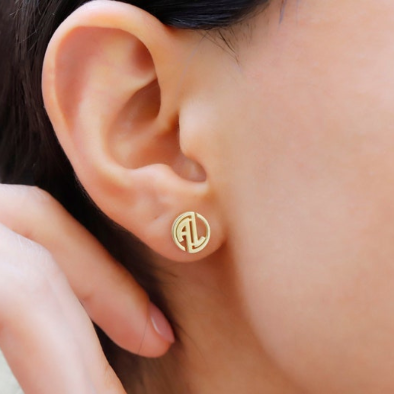 Personalised Monogram Stud Earrings | Custom Two-Letter Jewelry
