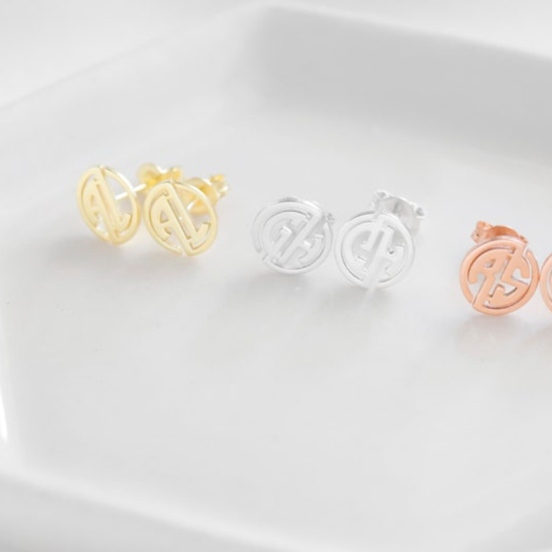 Personalised Monogram Stud Earrings | Custom Two-Letter Jewelry