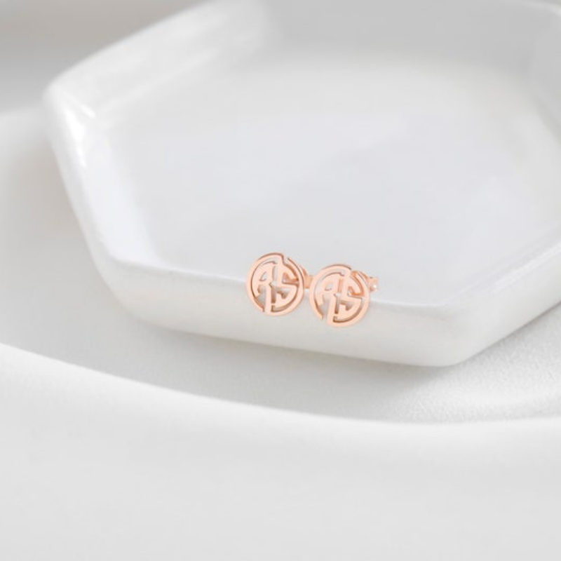 Personalised Monogram Stud Earrings | Custom Two-Letter Jewelry