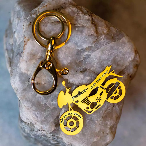 Personalised Bike Keychain with Vehicle Number | Gift for Bikers