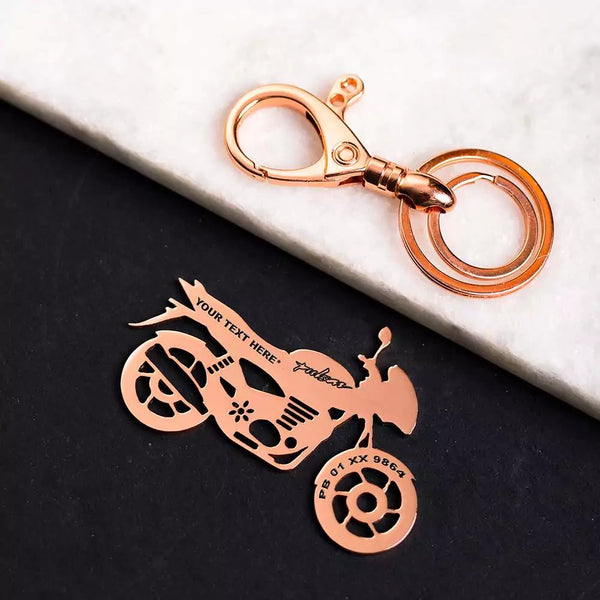 Personalised Bike Keychain with Vehicle Number | Gift for Bikers