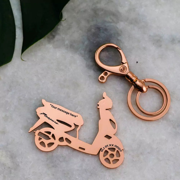 Moskai Personalized Honda Bike Keychain with Name & Number Plate – Custom Gift for Bikers