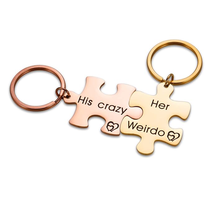 Moskai Couple Puzzle Keychain Set – Personalized Gift for Anniversary, Valentine