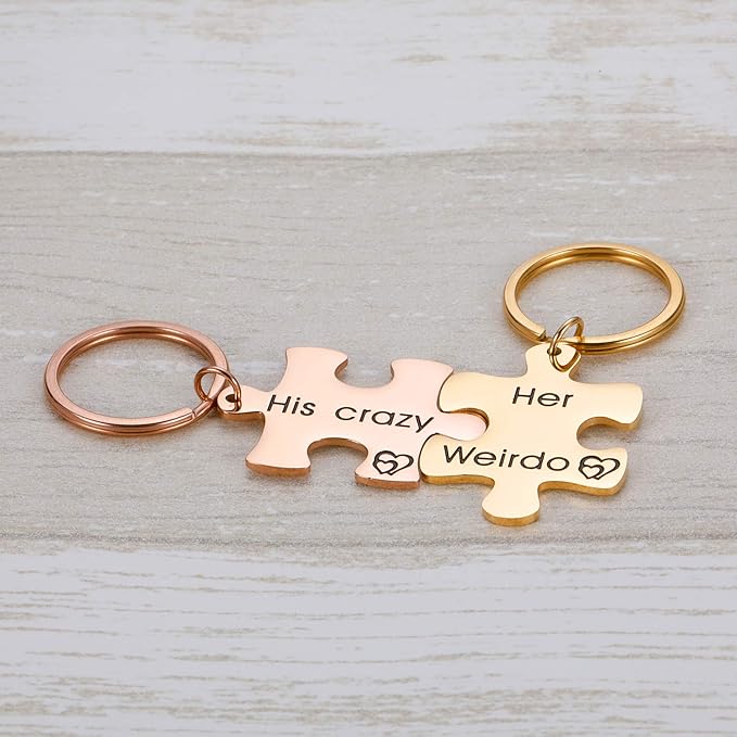 Moskai Couple Puzzle Keychain Set – Personalized Gift for Anniversary, Valentine