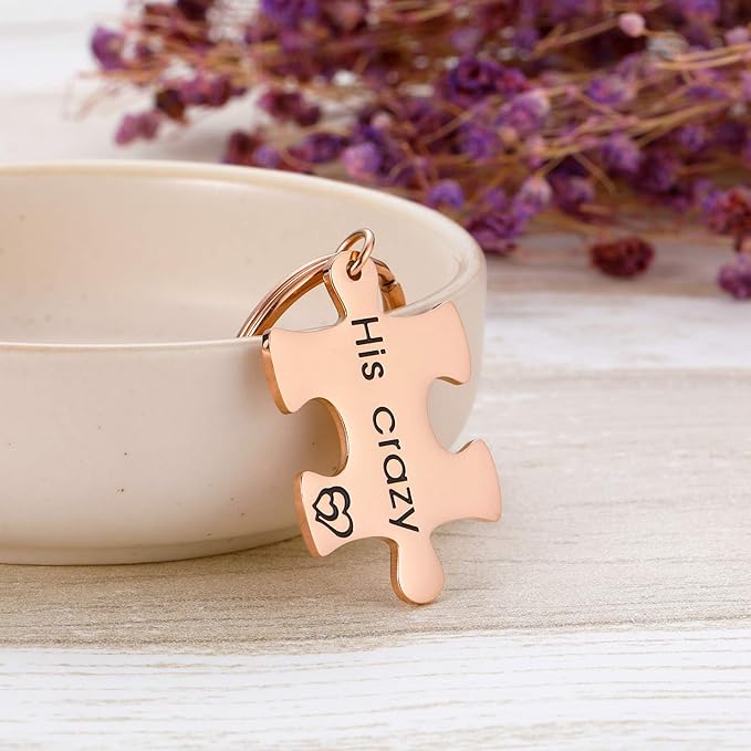 Moskai Couple Puzzle Keychain Set – Personalized Gift for Anniversary, Valentine