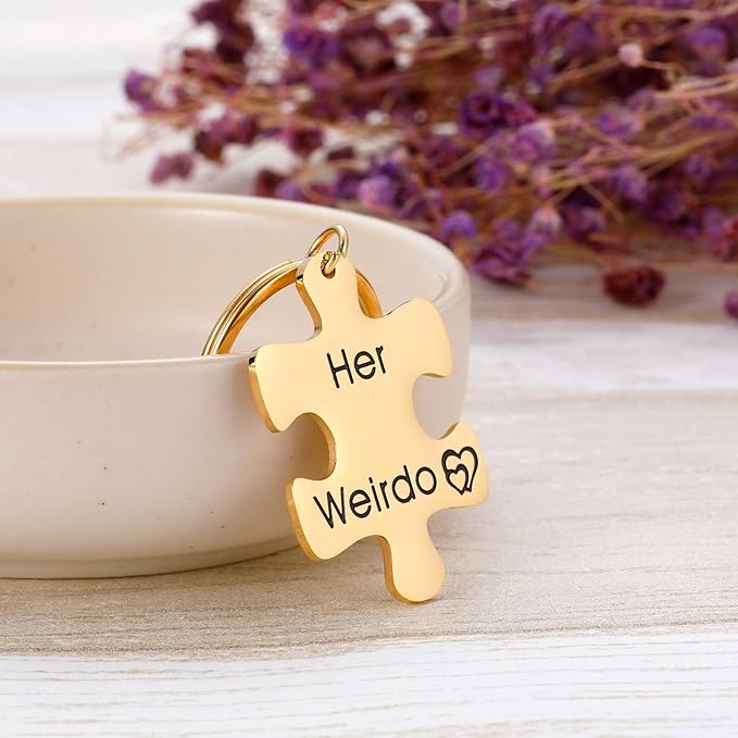 Moskai Couple Puzzle Keychain Set – Personalized Gift for Anniversary, Valentine