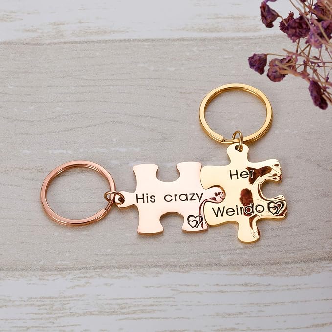 Moskai Couple Puzzle Keychain Set – Personalized Gift for Anniversary, Valentine