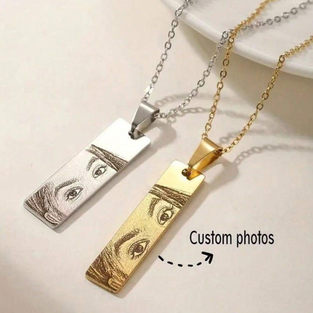 Customized Eyes Engraving Photo Pendant – Personalized Jewelry for Her or Him