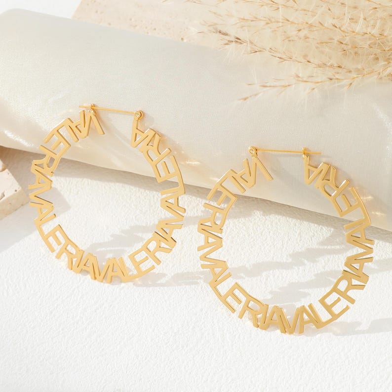 Custom Name Hoop Earrings – Personalized Jewelry by Moskai