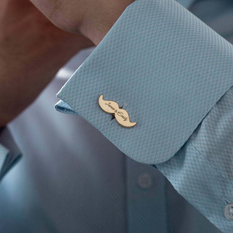 Personalized Moustache Cufflinks – Custom Name or Initial Design