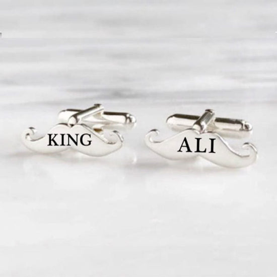 Personalized Moustache Cufflinks – Custom Name or Initial Design