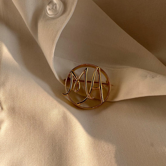 Personalized Round Initial Brooch – Custom Gift for Her or Him