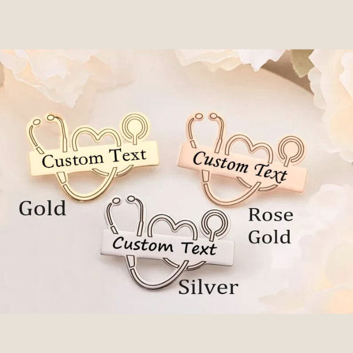 Personalized Doctor Name Brooch – Custom Stethoscope Pin