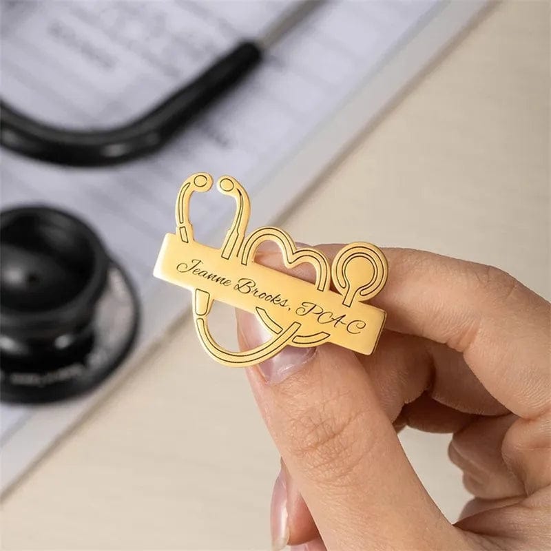 Personalized Doctor Name Brooch – Custom Stethoscope Pin