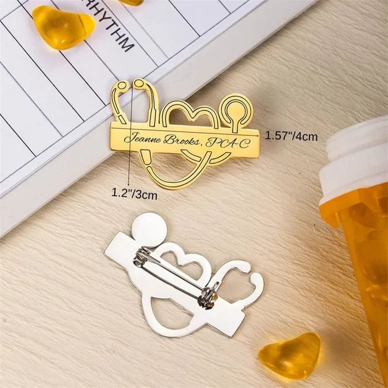 Personalized Doctor Name Brooch – Custom Stethoscope Pin