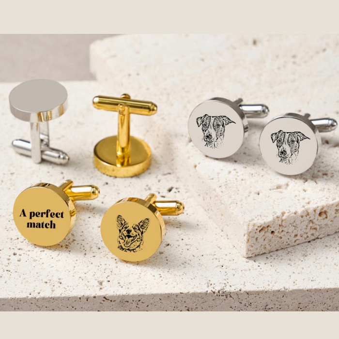 Custom Pet Photo Cufflinks – Personalized Gift for Pet Lovers