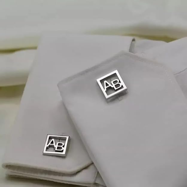 Personalized Square Initial Cufflinks – Custom Monogram Gift