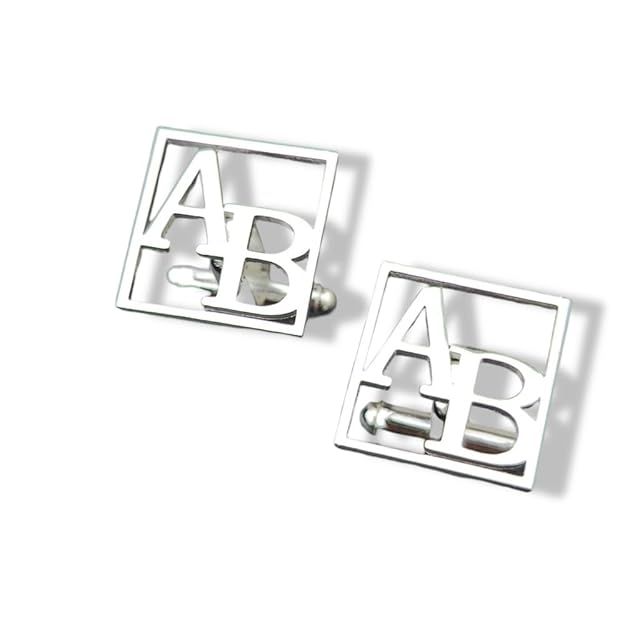 Personalized Square Initial Cufflinks – Custom Monogram Gift