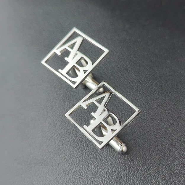 Personalized Square Initial Cufflinks – Custom Monogram Gift
