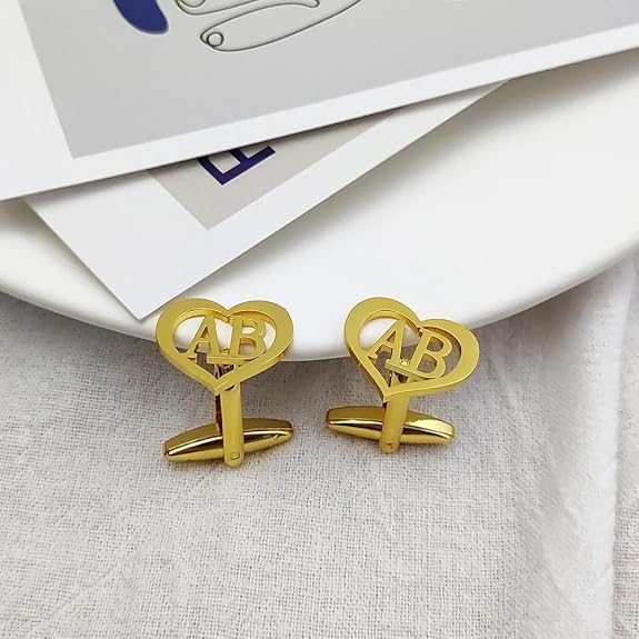 Personalized Heart Cufflinks with Initials – Custom Design