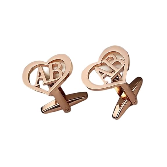 Personalized Heart Cufflinks with Initials – Custom Design