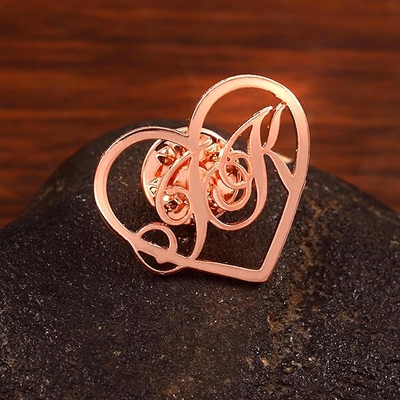 Personalized Heart Initials Brooch for Men – Custom Gift