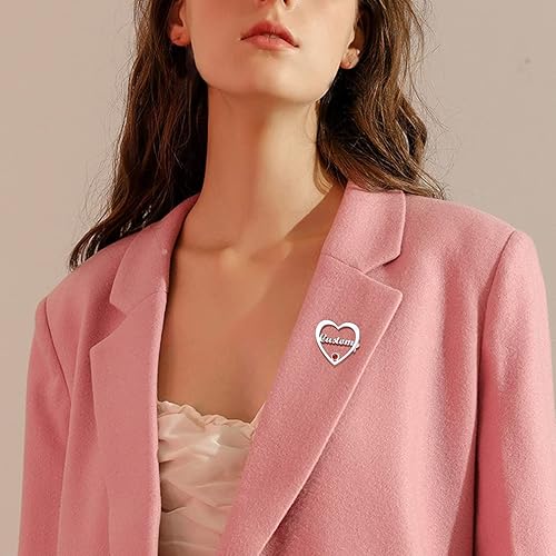 Personalized Name Heart Brooch