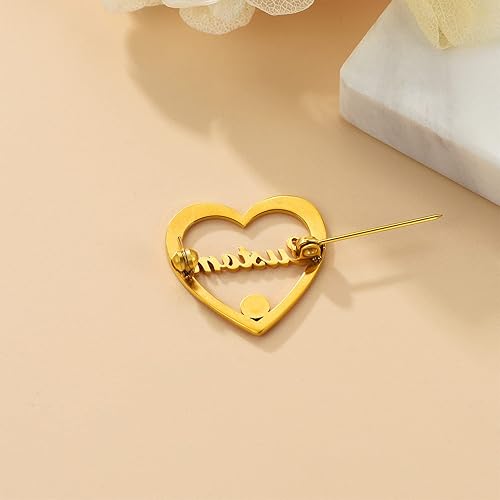 Personalized Name Heart Brooch