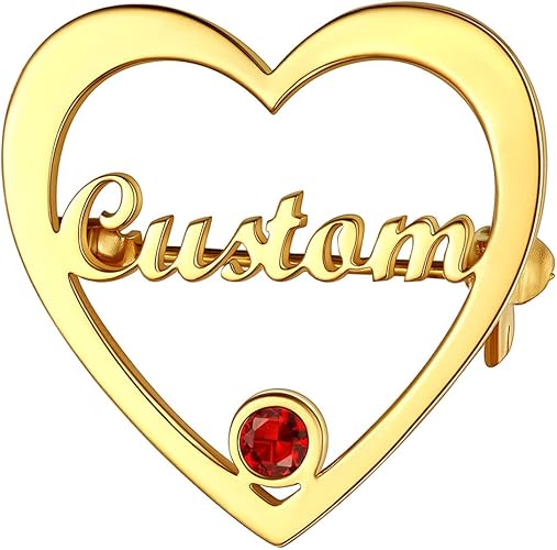 Personalized Name Heart Brooch