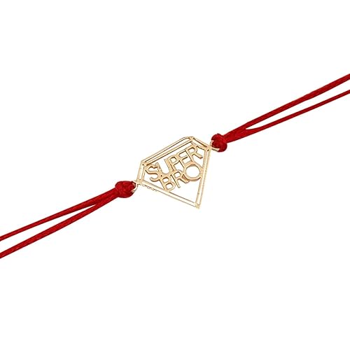 Super Bro Designer Rakhi with Red Thread in Gold Finish for Raksha Bandhan