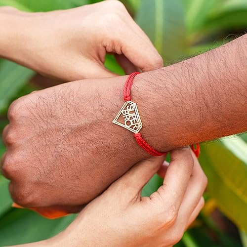 Super Bro Designer Rakhi with Red Thread in Gold Finish for Raksha Bandhan