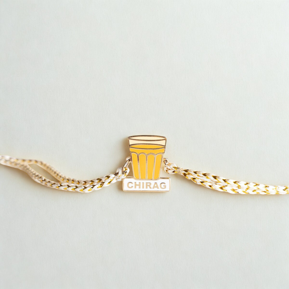 Enamel Rakhi with 18K Gold Plating| Personalized Rakhi Gift for Chai Lover Bhai