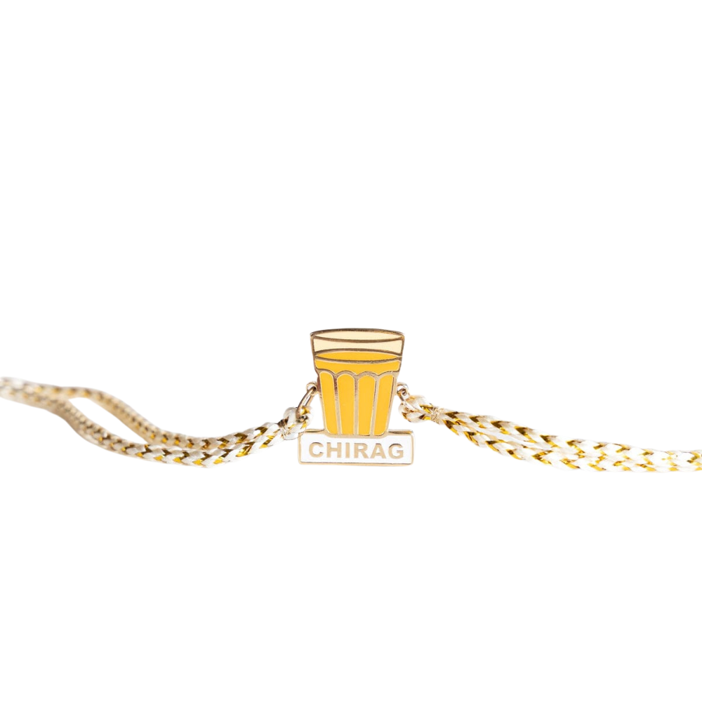 Enamel Rakhi with 18K Gold Plating| Personalized Rakhi Gift for Chai Lover Bhai