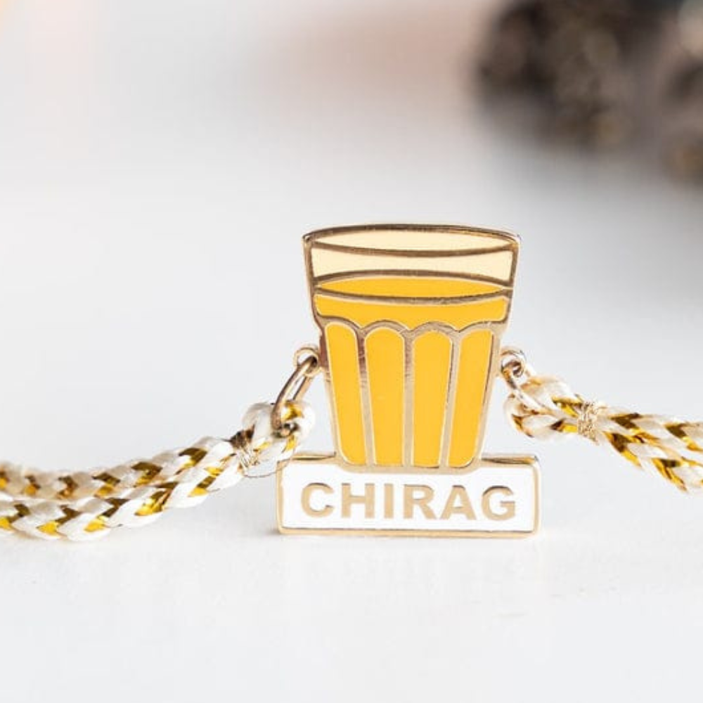 Enamel Rakhi with 18K Gold Plating| Personalized Rakhi Gift for Chai Lover Bhai