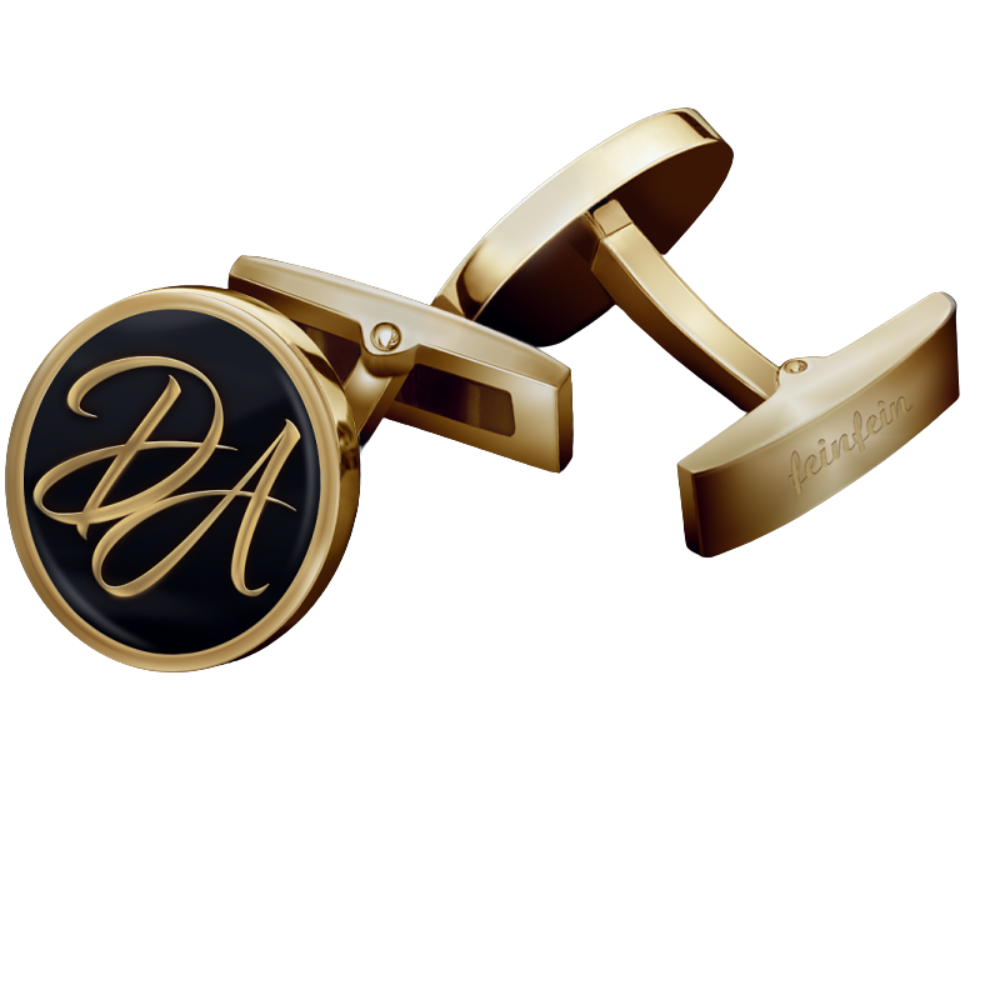 Gold-Plated Round Monogram Cufflinks for Men | Custom Initial Cufflinks | Personalized Wedding & Formal Gift for Groom, Brother, or Executive