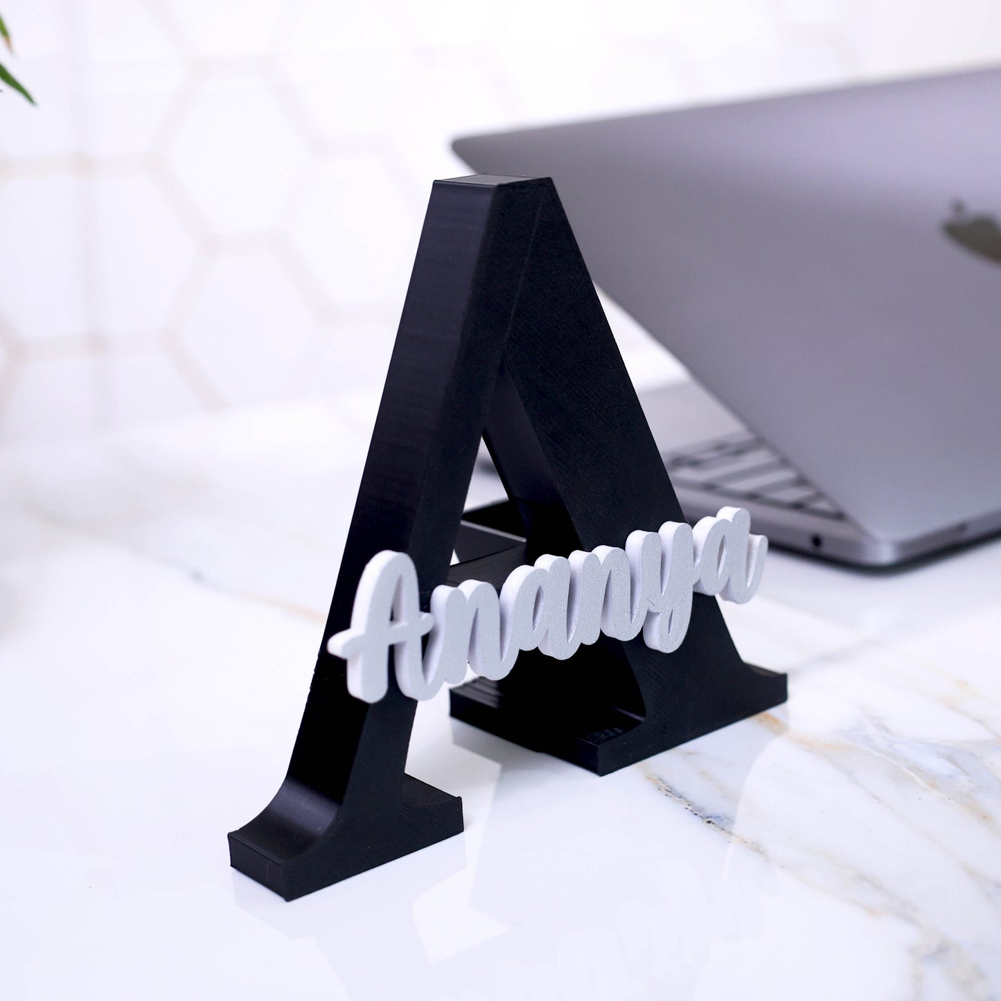 Moskai 3D Black Personalized Name Pen Stand for Desk and Office Decor