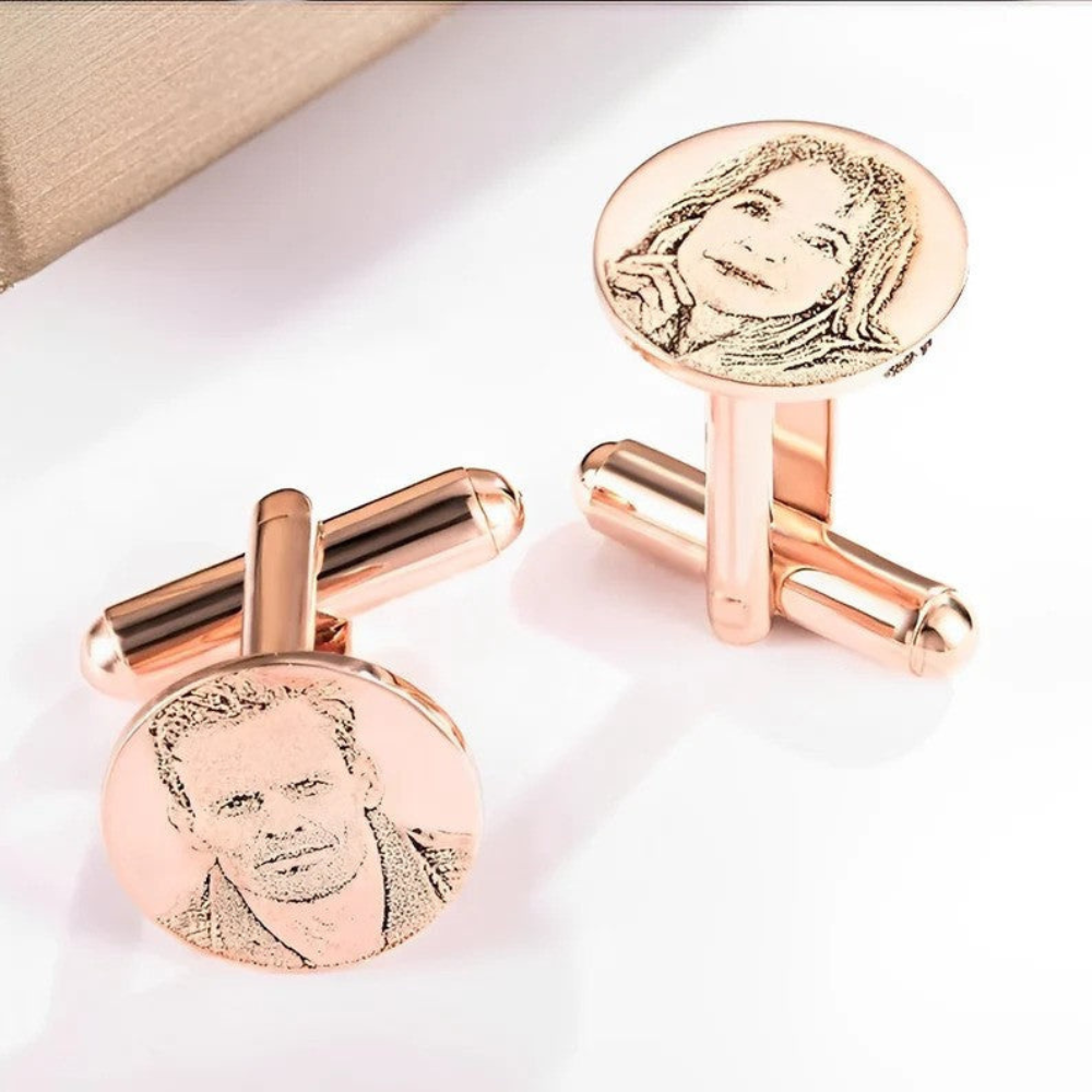 MOSKAI Custom Photo Engraved Cufflinks | Personalized Picture Cuff Links