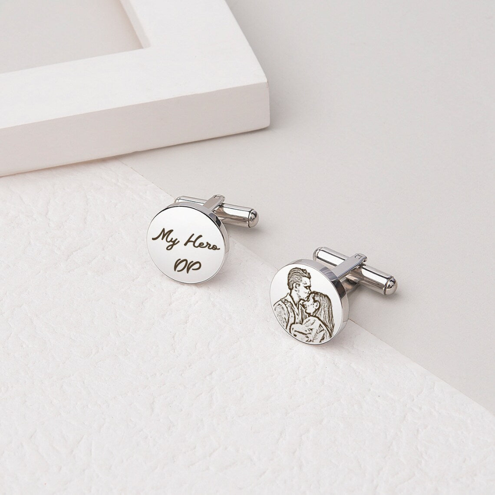 MOSKAI Custom Photo Engraved Cufflinks | Personalized Picture Cuff Links